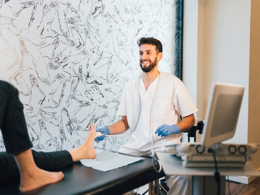 A DPM treating a foot condition.