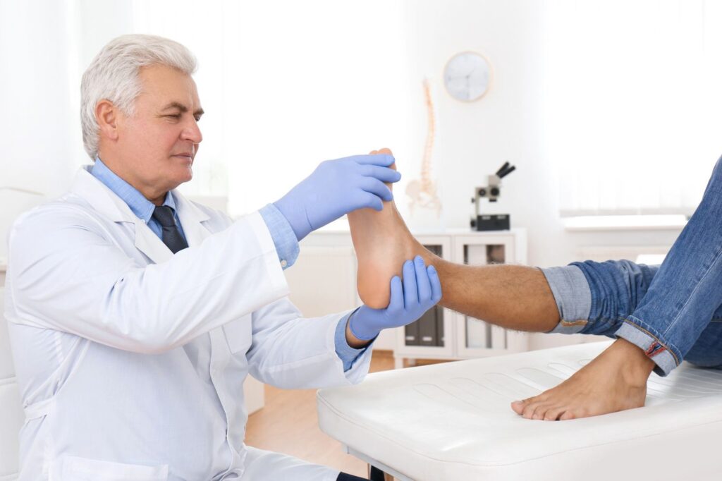 Bunion surgery doctors assess foot and ankle alignment during clinical exam to plan personalized treatment options.