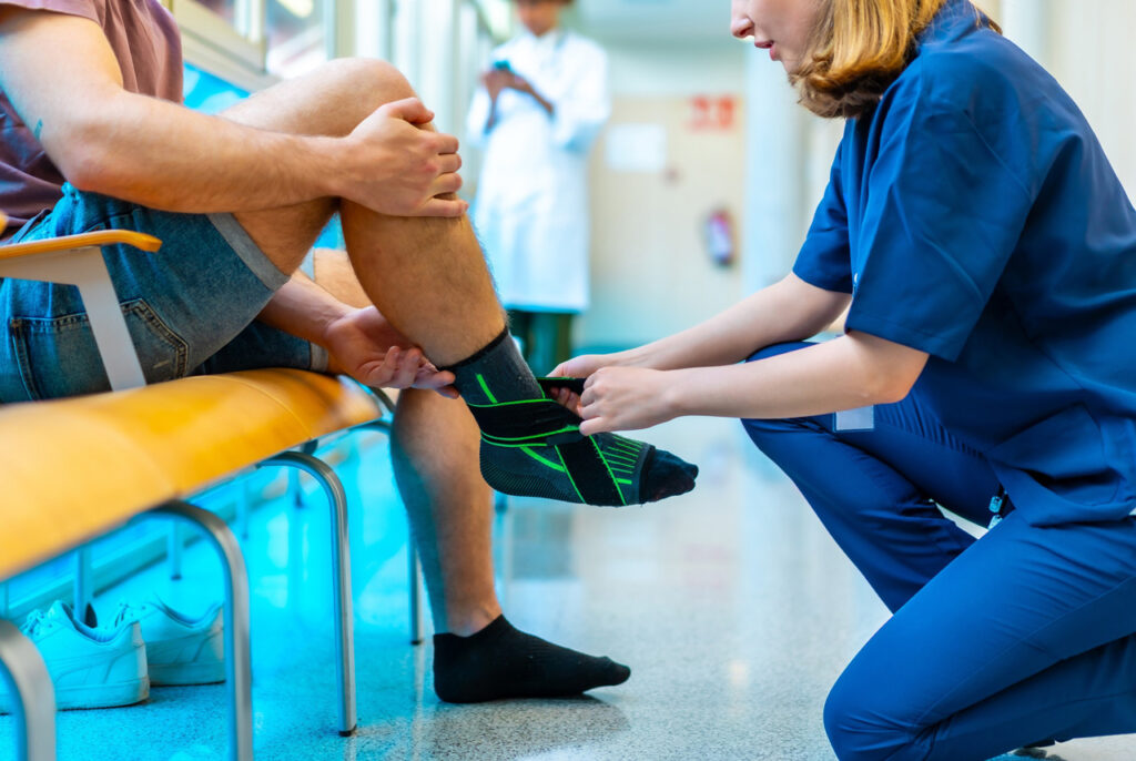 Sports injury rehabilitation and ankle bracing provided by an experienced foot and ankle doctor Cypress clinic.